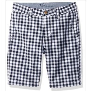 Nautica Kids Navy & White Gingham Bermuda Shorts